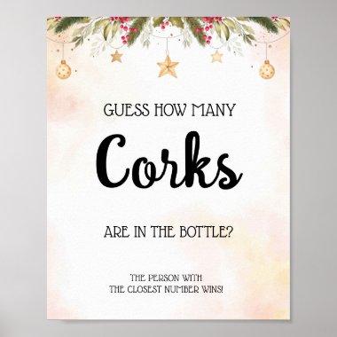 How Many Corks Christmas Bridal Shower Sign