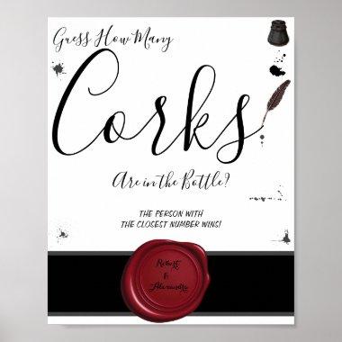 How Many Corks Pen & Inkwell Shower Game Sign