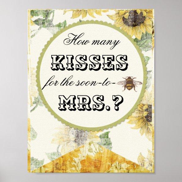 How Many Kisses Bridal Shower Game Poster