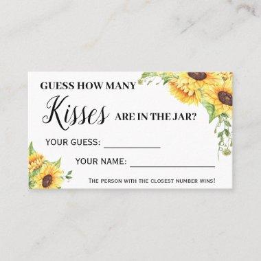 How Many Kisses Bridal Shower Sunflowers game Invitations