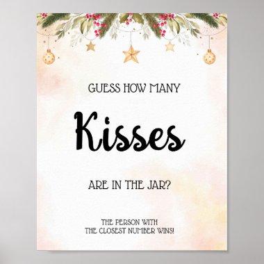 How many Kisses Christmas Bridal Shower Game Sign