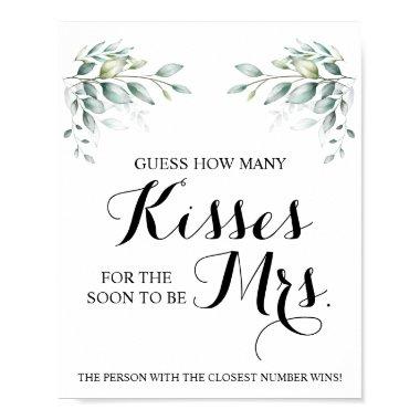 How Many Kisses for Mrs EucalyptusShower Game Sign