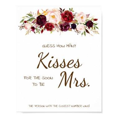 How Many Kisses for Mrs Marsala Shower Game Sign