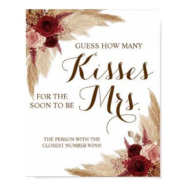 How Many Kisses for Mrs Pampas Shower Game Sign