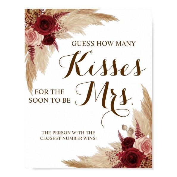 How Many Kisses for Mrs Pampas Shower Game Sign