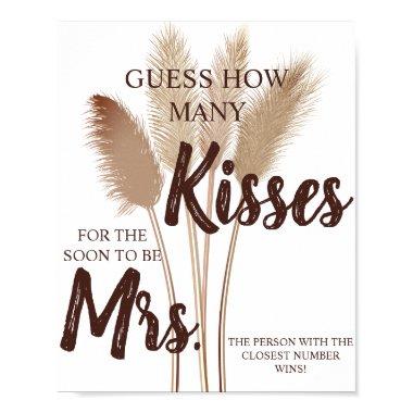 How Many Kisses for Mrs Pampas Shower Game Sign