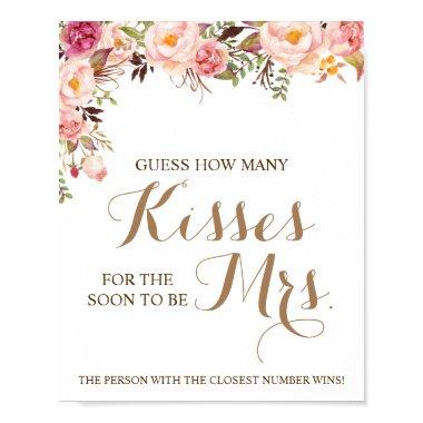 How Many Kisses for Mrs Pink Shower Game Sign