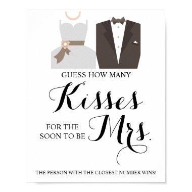 How Many Kisses for Mrs Shower Game Sign