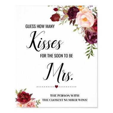 How many kisses for soon to be Mrs shower sign