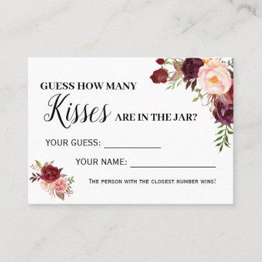 How many kisses game Marsala Bridal Shower Invitations