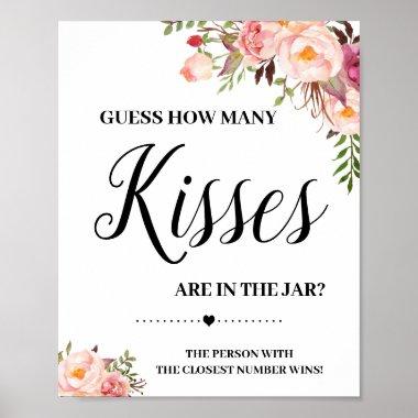 How many kisses game sign bridal shower boho chic
