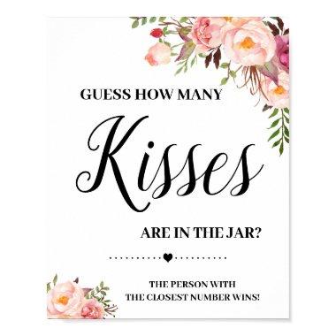 How many kisses game sign bridal shower boho chic