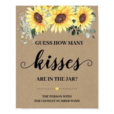 How Many Kisses game sign Bridal Shower Sunflowers