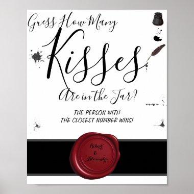 How Many Kisses Pen & Inkwell Shower Game Sign
