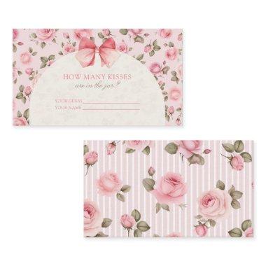 How Many Kisses Pink Rose Bridal Shower Enclosure Invitations