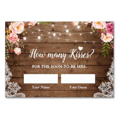 How Many Kisses Rustic Bridal Shower Game Invitations