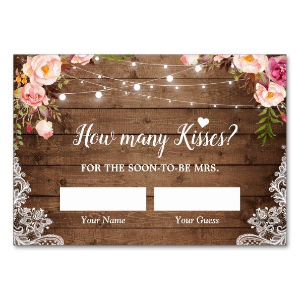 How Many Kisses Rustic Bridal Shower Game Invitations