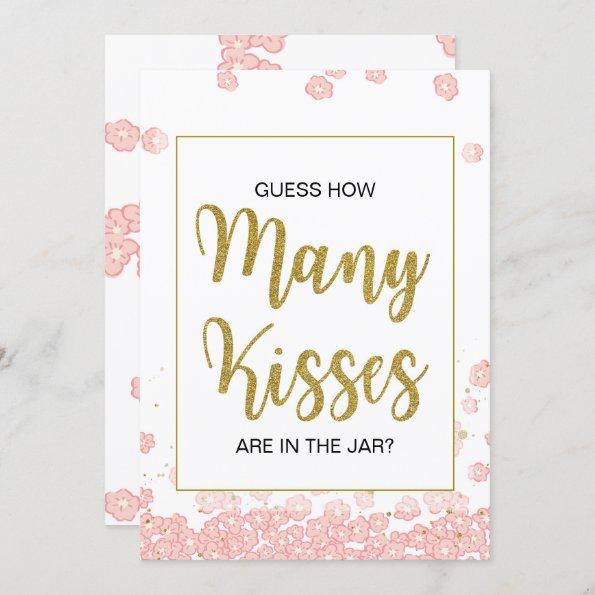 How Many Kisses Sign | Pink and Gold Bridal Shower Invitations