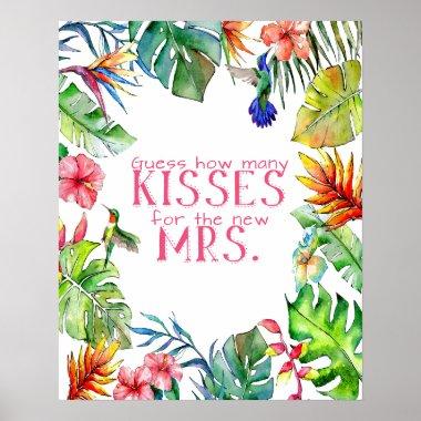 How Many Kisses Tropical Bridal Shower Game Poster