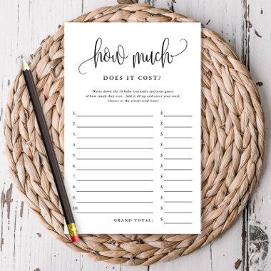 How Much Does it Cost Black/White Paper Game Invitations