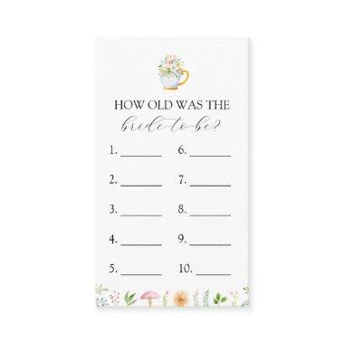 How Old is the Bride to Be Bridal Tea game Invitations