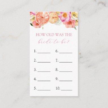 How Old is the Bride to Be game Invitations