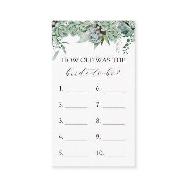 How Old is the Bride to Be game Invitations