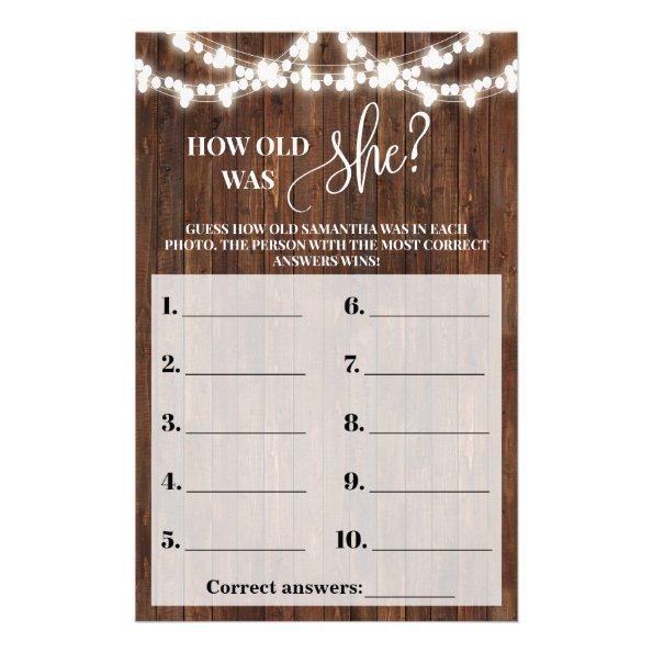 How old was Bride Western Bridal Shower Game Invitations Flyer