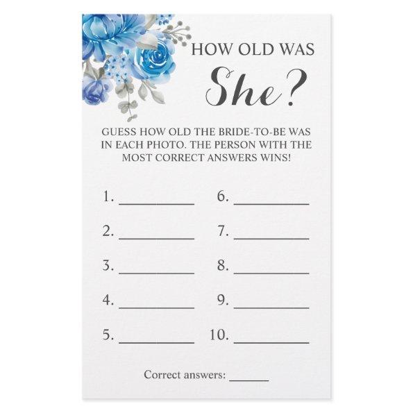 How old was She? Blue Flower Game  Flyer