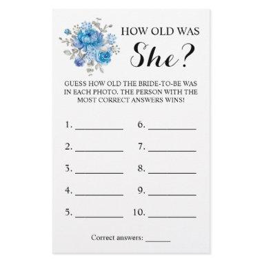 How old was She? Blue Flower Game  Flyer