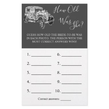 How old was She? | Bridal Car | Shower Game  Flyer