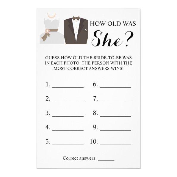 How old was She? Bride & Groom Game Invitations Flyer