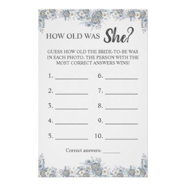 How old was She? Grey Floral Game Invitations Flyer
