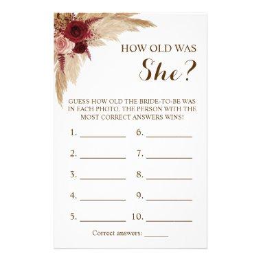 How old was She? Pampas Grass Game Invitations Flyer