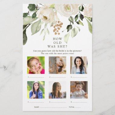 How Old Was She Photo Floral Bridal Shower Game