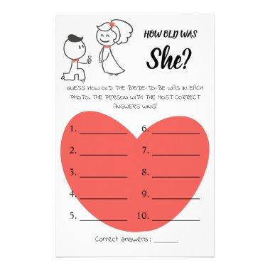 How old was She? Wedding Couple Game Invitations Flyer