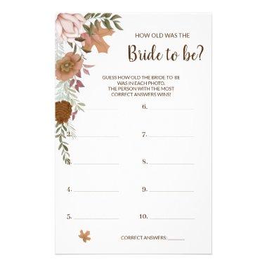 How old was the Boho Autumn Shower Game Invitations Flyer