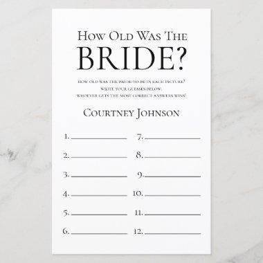 How Old Was The Bride Bridal Shower Game