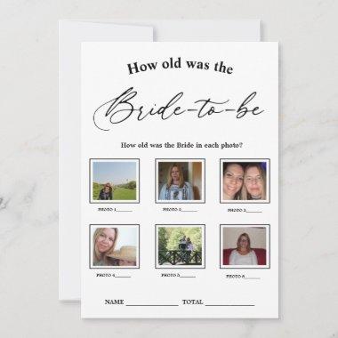 How old was the Bride Bridal Shower Game Invitations