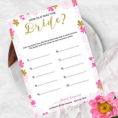 How Old Was the Bride Bridal Shower Game Invitations