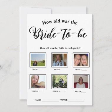 How old was the Bride Bridal Shower Game Invitations