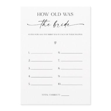 How Old Was The Bride Bridal Shower Game Program