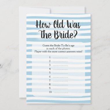 How Old Was The Bride Shower Game Blue White