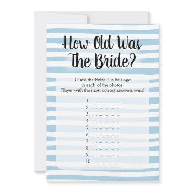 How Old Was The Bride Shower Game Blue White