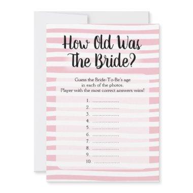 How Old Was The Bride Shower Game Pink White