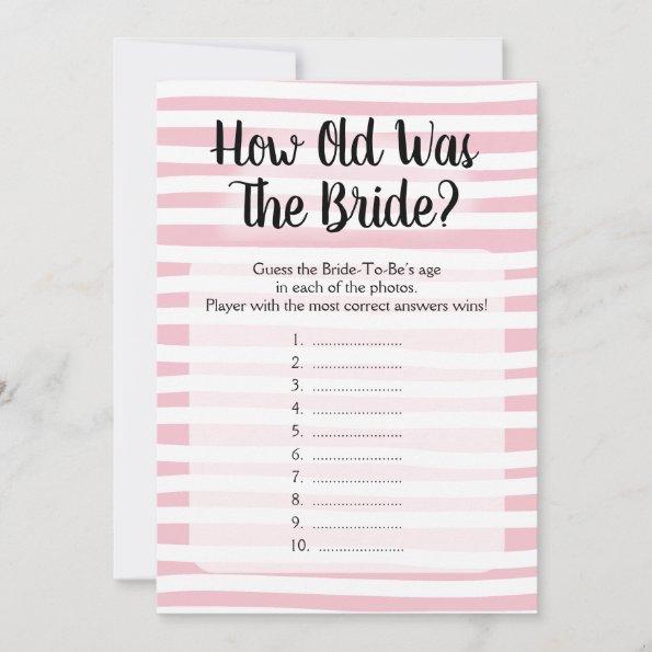 How Old Was The Bride Shower Game Pink White