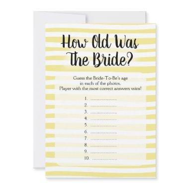 How Old Was The Bride Shower Game Yellow White