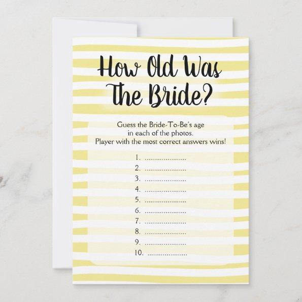 How Old Was The Bride Shower Game Yellow White