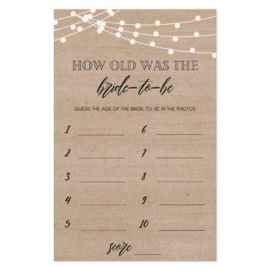 How old was the bride to be bridal shower game