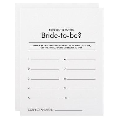 How Old Was the Bride-To-Be  Game
